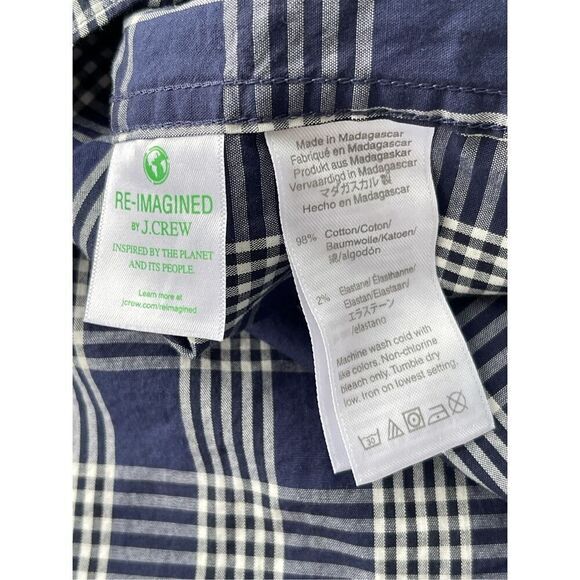J. Crew Men's Plaid Flex‎ Washed Slim Button Down Shirt Blue White Large NWT - Picture 6 of 6